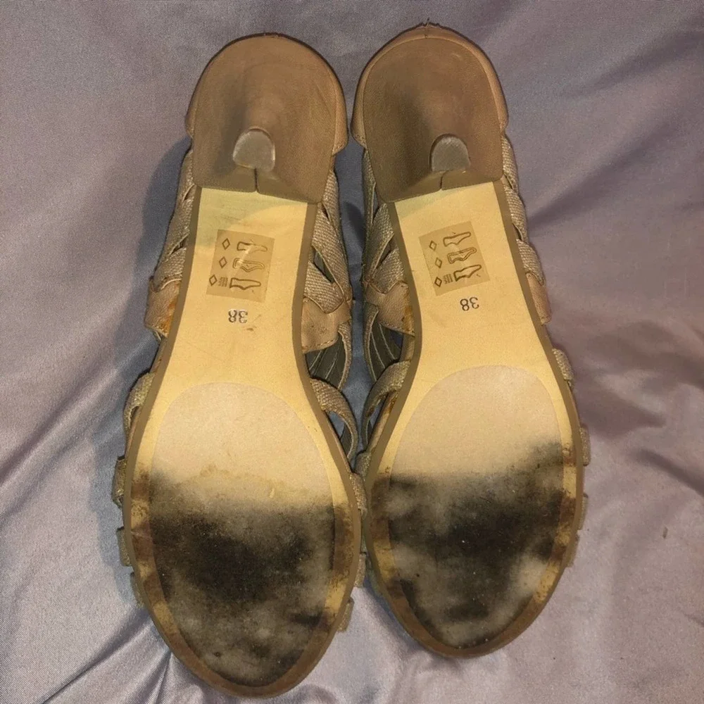 Aldo Strappy Gladiator Tan Heel Zip Back Size 38